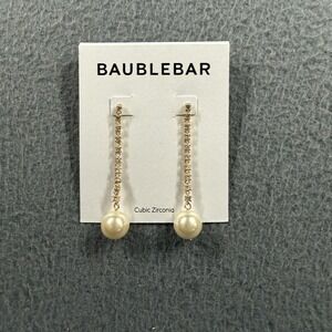 Baublebar Laney Chandelier Gold White Cubic Zirconia Earrings NWT